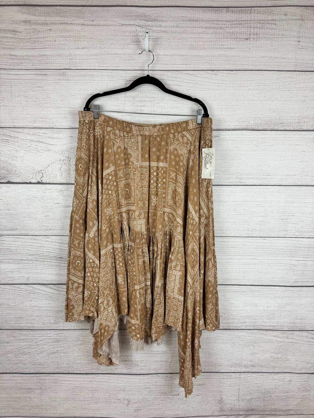 Cato Plus Size Brown & Cream Western Rodeo Handkerchief Skirt Size 18/20W